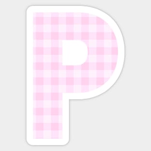 Pink Letter P in Plaid Pattern Background. Sticker